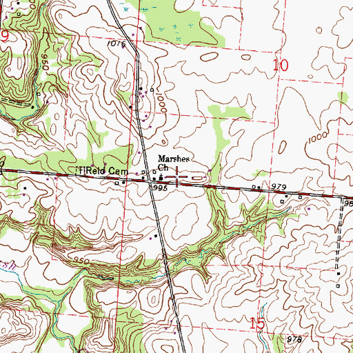 Topographic Map of Marshes Church, OH