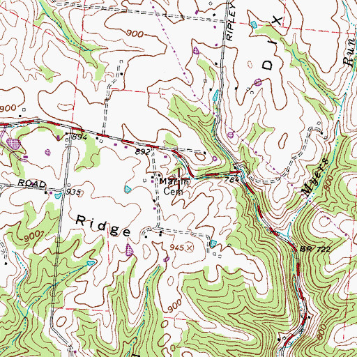 Topographic Map of Martin Cemetery, OH