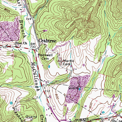 Topographic Map of Martin Cemetery, OH