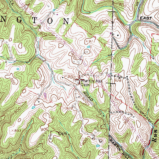 Topographic Map of Martin Hill Cemetery, OH