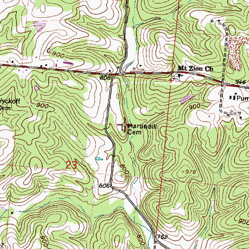 Topographic Map of Martindill Cemetery, OH
