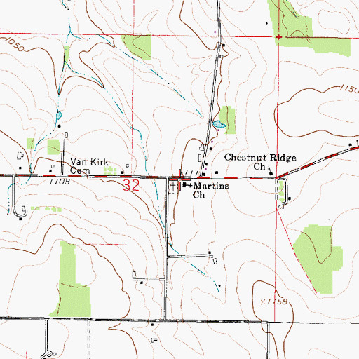 Topographic Map of Martin's Mennonite Church, OH