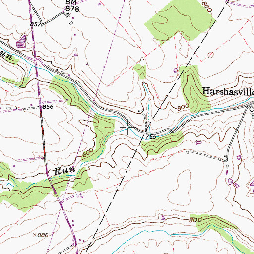 Topographic Map of Martins Run, OH