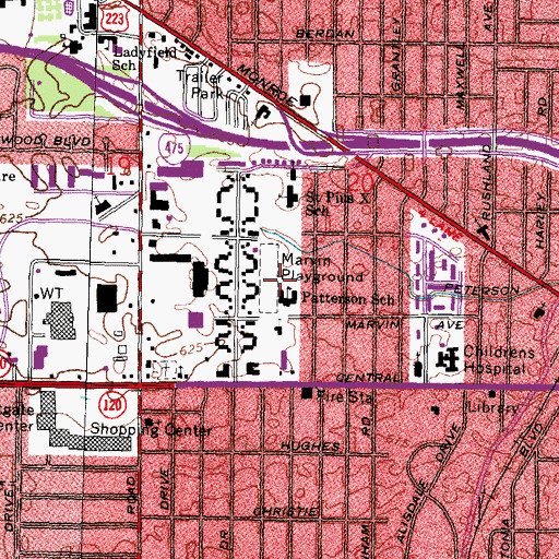 Topographic Map of Marvin Playground, OH