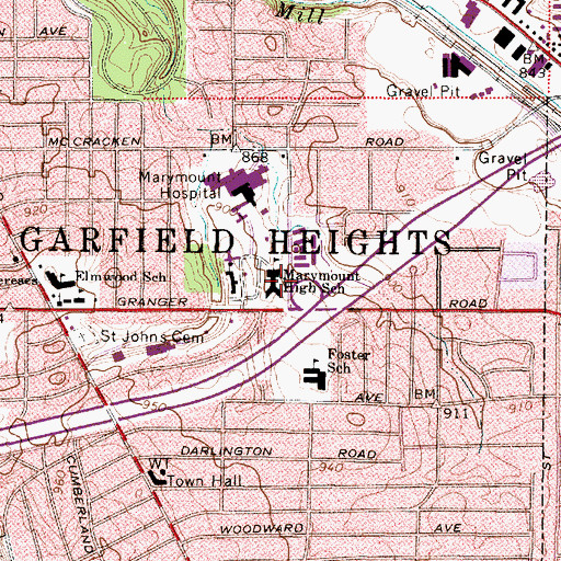 Topographic Map of Marymount High School, OH