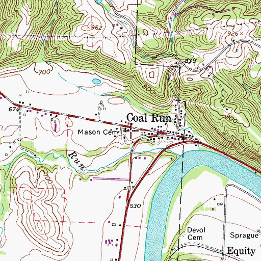 Topographic Map of Mason Cemetery, OH