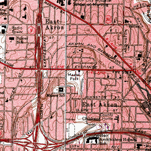 Topographic Map of Mason Park, OH
