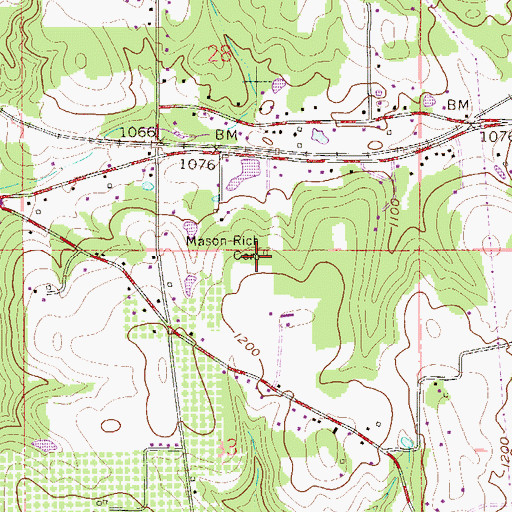 Topographic Map of Mason Rich Cemetery, OH