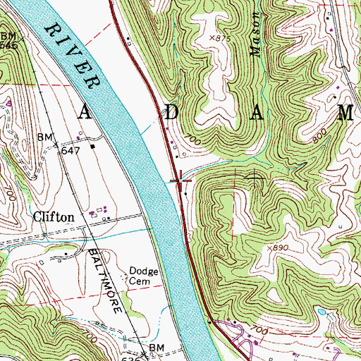 Topographic Map of Mason Run, OH