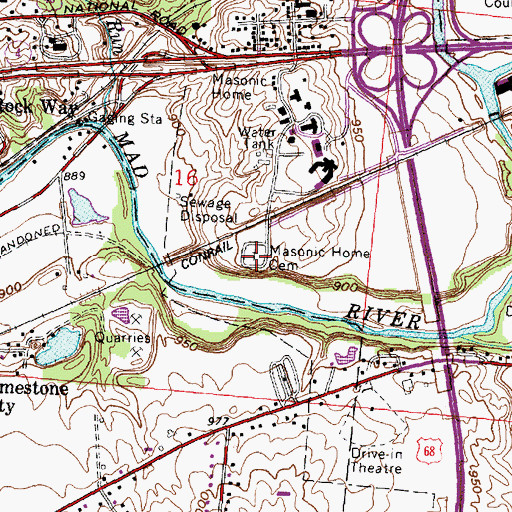 Topographic Map of Masonic Home Cemetery, OH
