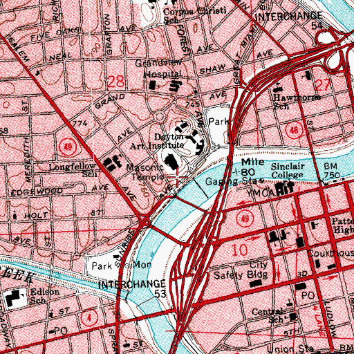 Topographic Map of Masonic Temple, OH