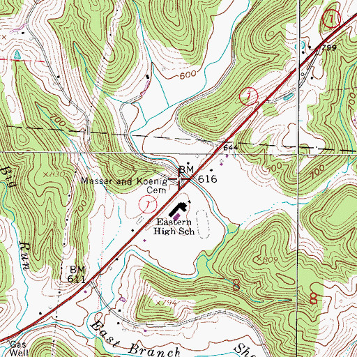 Topographic Map of Massar and Koenig Cemetery, OH