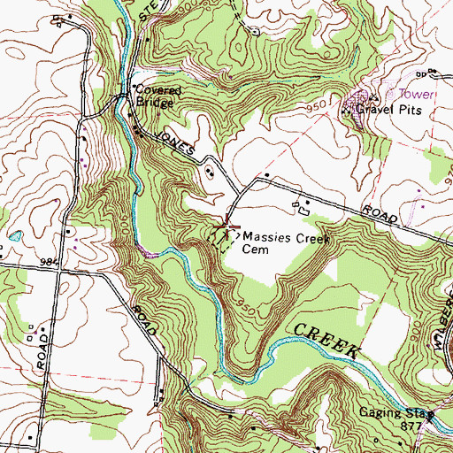 Topographic Map of Massies Creek Cemetery, OH