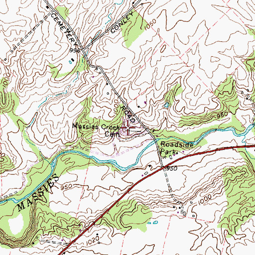 Topographic Map of Massies Creek Cemetery, OH