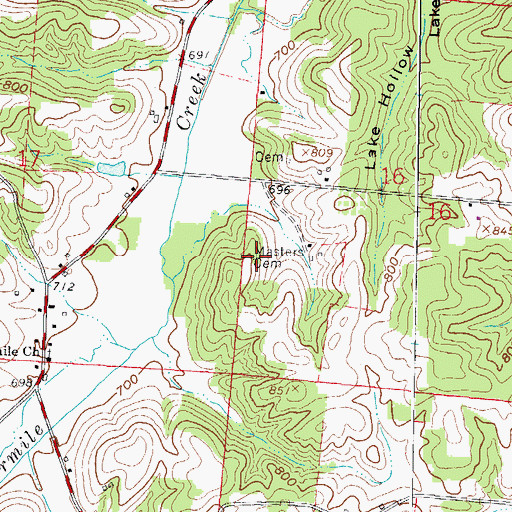 Topographic Map of Masters Cemetery, OH