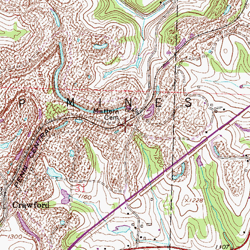 Topographic Map of Mattern Cemetery, OH