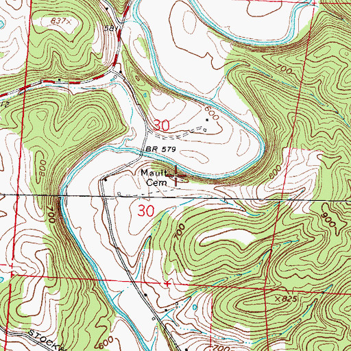 Topographic Map of Mault Cemetery, OH
