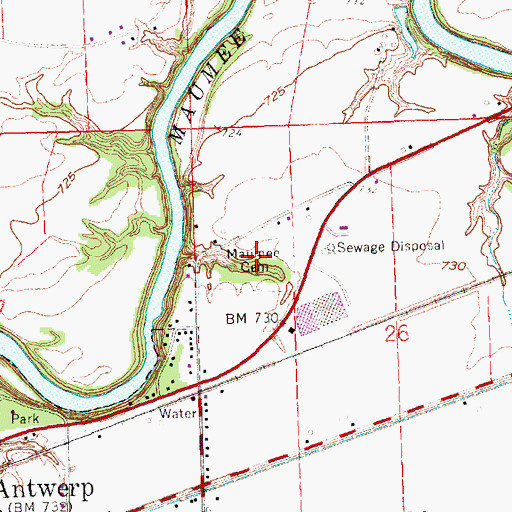 Topographic Map of Maumee Cemetery, OH