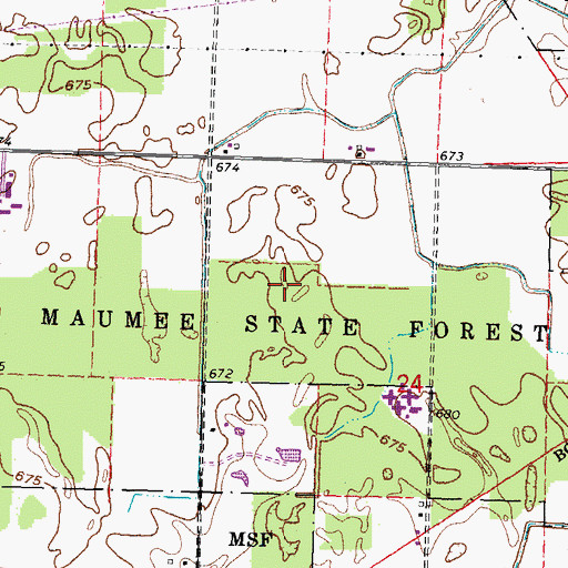 Topographic Map of Maumee State Forest, OH