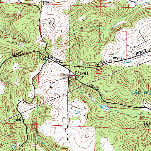 Topographic Map of Mayes Cemetery, OH