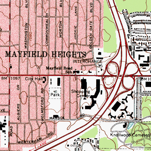 Topographic Map of Mayfield Road School, OH