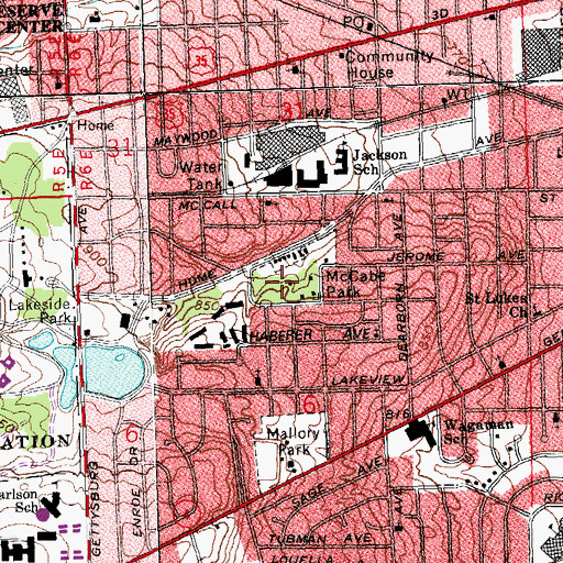 Topographic Map of McCabe Park, OH