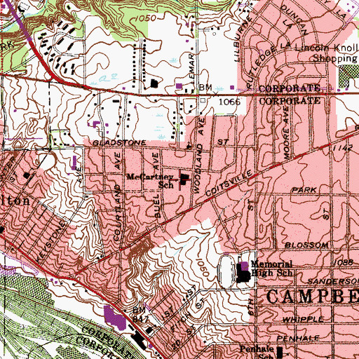 Topographic Map of McCartney School, OH