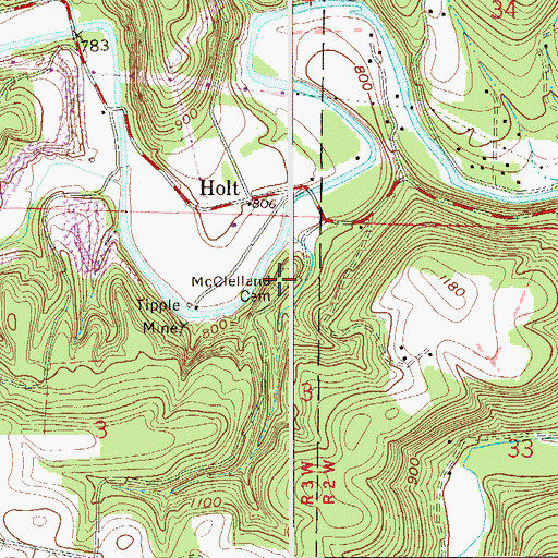 Topographic Map of McClelland Cemetery, OH
