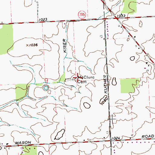 Topographic Map of McClure Cemetery, OH