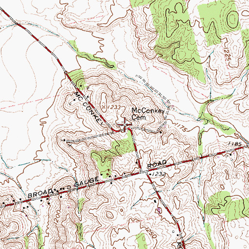 Topographic Map of McConkey Cemetery, OH