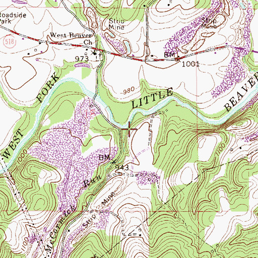 Topographic Map of McCormick Run, OH