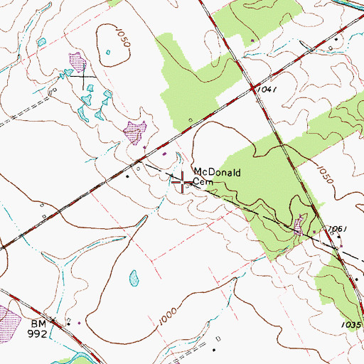 Topographic Map of McDonald Cemetery, OH