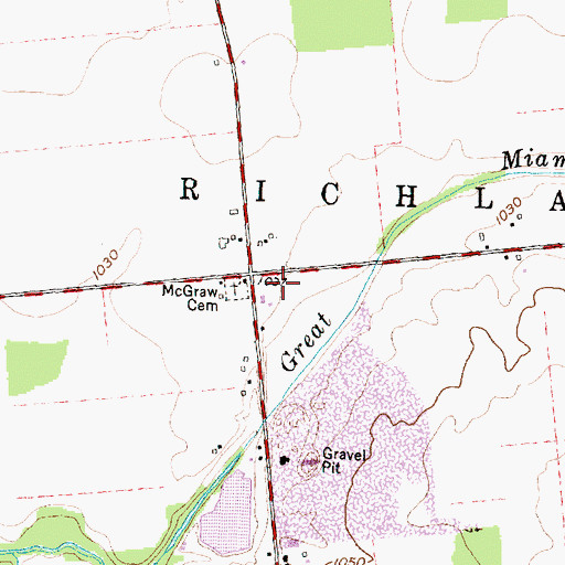 Topographic Map of McGraw Cemetery, OH