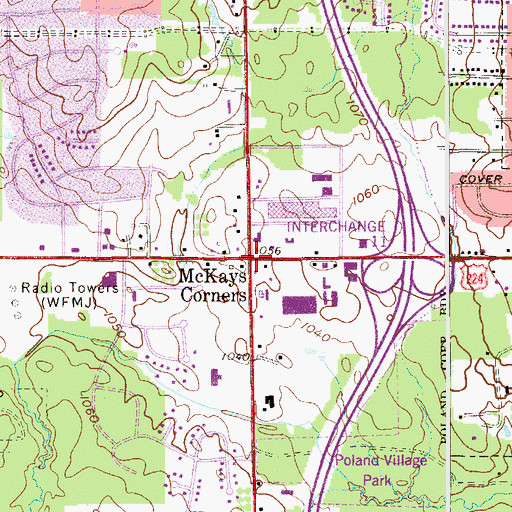 Topographic Map of McKays Corners, OH