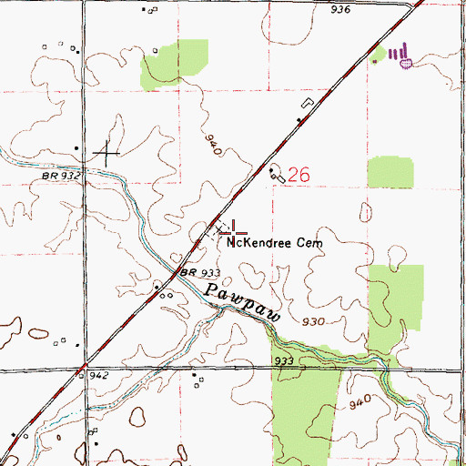 Topographic Map of McKendree Cemetery, OH