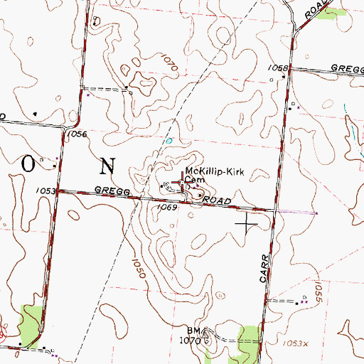 Topographic Map of McKillip - Kirk Cemetery, OH