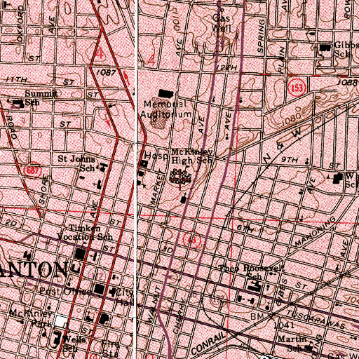 Topographic Map of McKinley High School (historical), OH