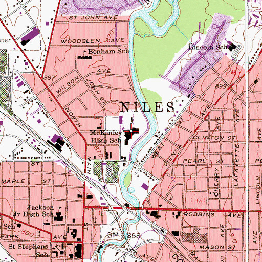 Topographic Map of McKinley High School, OH