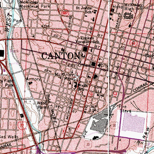 Topographic Map of McKinley Park, OH