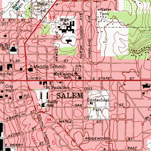 Topographic Map of McKinley School, OH