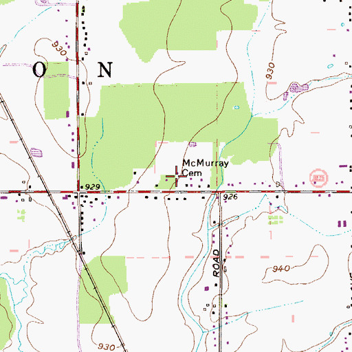 Topographic Map of McMurray Cemetery, OH