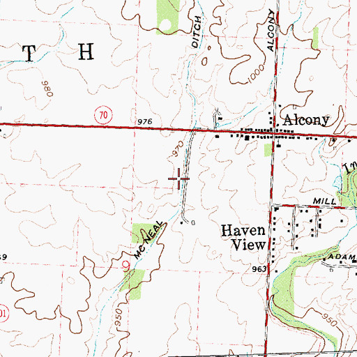 Topographic Map of McNeal Ditch, OH