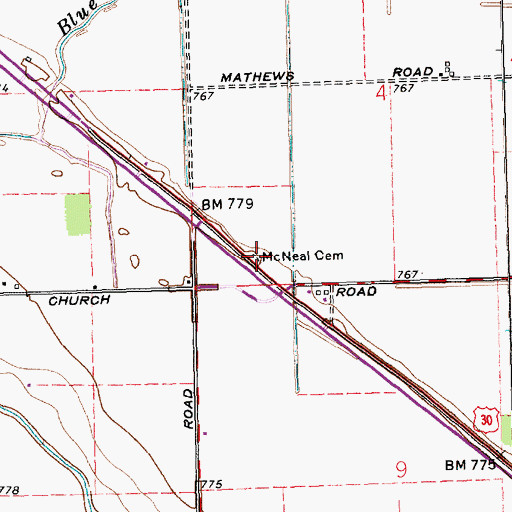 Topographic Map of McNeal Cemetery, OH