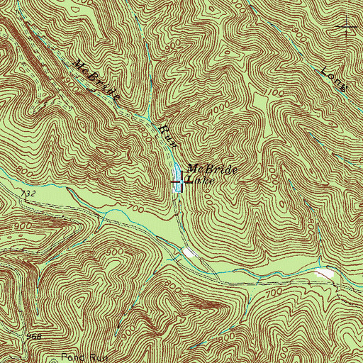 Topographic Map of McBride Lake, OH
