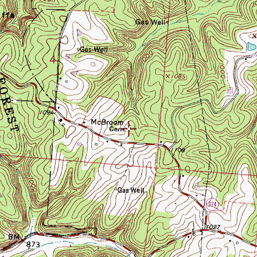 Topographic Map of McBroom Cemetery, OH