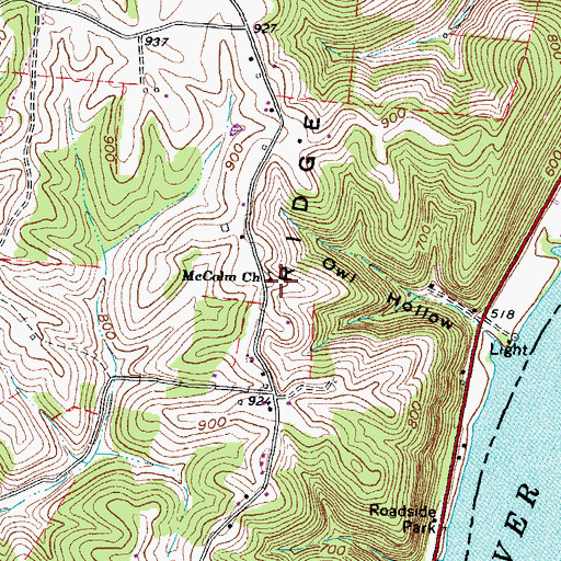 Topographic Map of McColm Church, OH