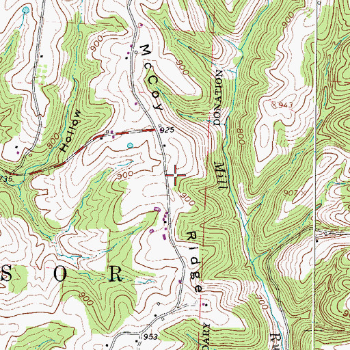 Topographic Map of McCoy Ridge, OH
