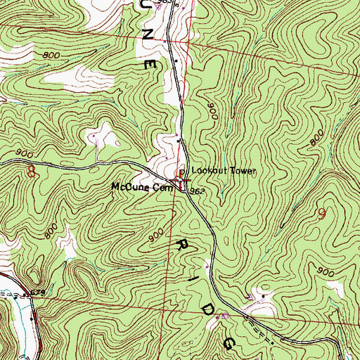 Topographic Map of McCune Cemetery, OH