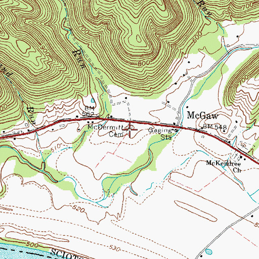 Topographic Map of McDermitt Cemetery, OH