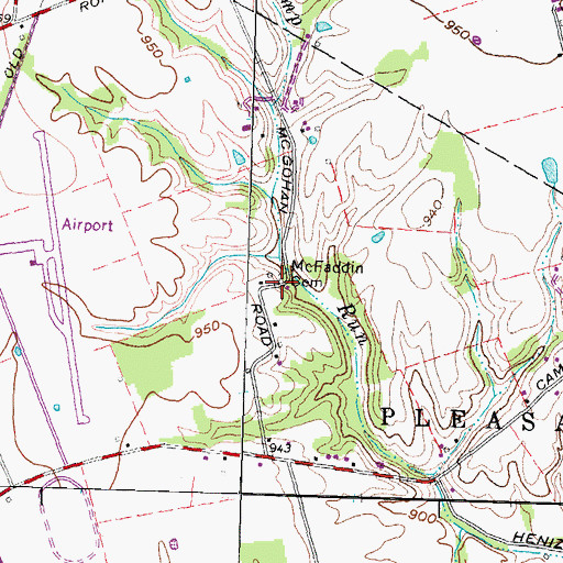 Topographic Map of McFaddin Cemetery, OH